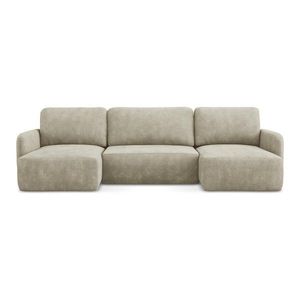 Béžová ženilková rozkladacia/s úložným priestorom rohová pohovka (do tvaru "U") Lilo – Makamii vyobraziť