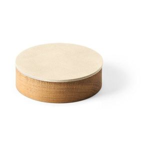 Krémový/v prírodnej farbe drevený/z eko kože úložný box s vekom/dekoratívny ø 11x3, 5 cm Circle Nupo – LIND DNA vyobraziť