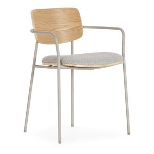 Svetlosivé/v prírodnej farbe čalúnené jedálenské kreslá v súprave s podrúčkami Nour – MOME vyobraziť