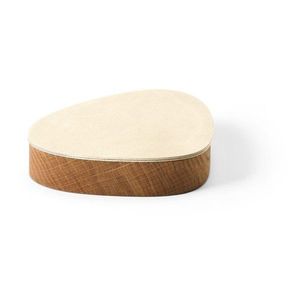 Krémový/v prírodnej farbe drevený/z eko kože úložný box s vekom/dekoratívny 14x12, 5x3, 5 cm Curve Nupo – LIND DNA vyobraziť