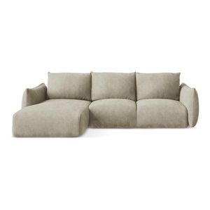 Béžová ženilková rozkladacia rohová pohovka (ľavý roh/s leňoškou) Leila – Makamii vyobraziť