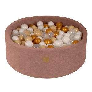 Béžový zamatový bazénik s loptičkami ø 90x30 cm Montessori – Meowbaby vyobraziť