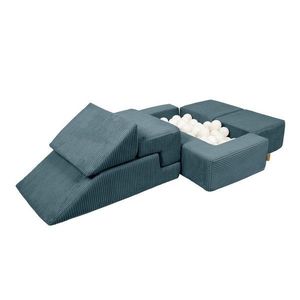 Tyrkysovomodré menčestrové penové ihrisko 100x35x40 cm Montessori – Meowbaby vyobraziť