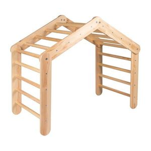 Pikler trojuholník z borovicového dreva v prírodnej farbe 112x61x94 cm Montessori – Meowbaby vyobraziť
