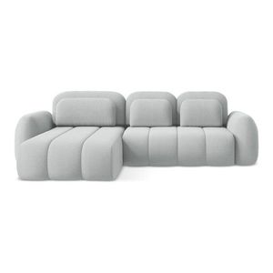 Svetlosivá rozkladacia/s úložným priestorom rohová pohovka z textílie buklé (ľavý roh/s leňoškou) Pele – Makamii vyobraziť