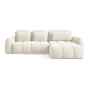 Béžová rozkladacia/s úložným priestorom rohová pohovka z textílie buklé (pravý roh/s leňoškou) Pele – Makamii vyobraziť