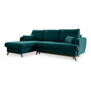 Tyrkysovomodrá rozkladacia/s úložným priestorom rohová pohovka (ľavý roh/s leňoškou) Scandic Lagom – Miuform vyobraziť