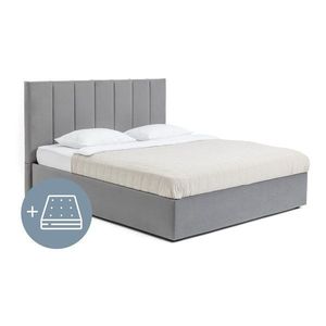 Sivá čalúnená dvojlôžková posteľ s úložným priestorom s matracom/s roštom 180x200 cm Thessa Bold Line – Bonami Selection vyobraziť