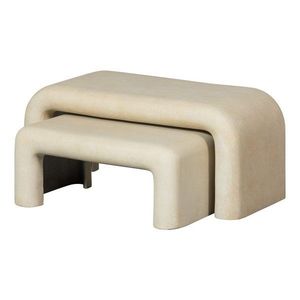 Krémovobiele konferenčné stolíky v súprave 2 ks v dekore kameňa 42x92 cm Stani – WOOOD vyobraziť