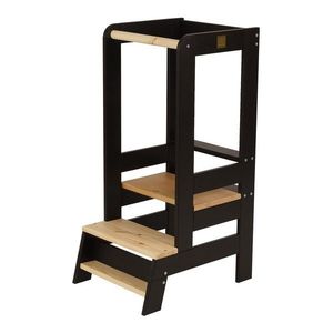 Čierna/v prírodnej farbe učiaca veža z borovicového dreva Montessori – Meowbaby vyobraziť