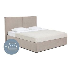 Čalúnená dvojlôžková posteľ taupe s úložným priestorom s matracom/s roštom 180x200 cm Thessa Bold – Bonami Selection vyobraziť
