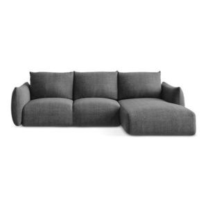 Tmavosivá rozkladacia rohová pohovka (pravý roh/s leňoškou) Leila – Makamii vyobraziť