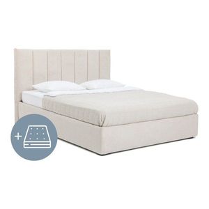 Béžová čalúnená dvojlôžková posteľ s úložným priestorom s matracom/s roštom 160x200 cm Thessa Bold Line – Bonami Selection vyobraziť