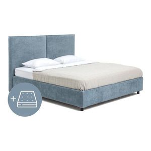 Modrá čalúnená dvojlôžková posteľ s úložným priestorom s matracom/s roštom 160x200 cm Myra Bold – Bonami Selection vyobraziť