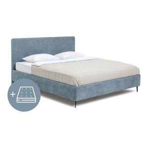 Modrá čalúnená dvojlôžková posteľ s matracom/s roštom 180x200 cm Noira Slim – Bonami Selection vyobraziť