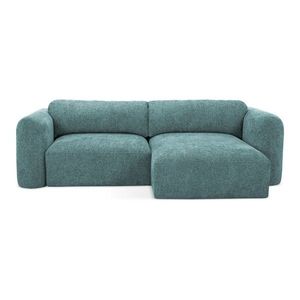 Modrá ženilková rozkladacia/s úložným priestorom rohová pohovka (pravý roh/s leňoškou) Mele – Makamii vyobraziť