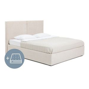 Béžová čalúnená dvojlôžková posteľ s úložným priestorom s matracom/s roštom 160x200 cm Thessa Bold – Bonami Selection vyobraziť