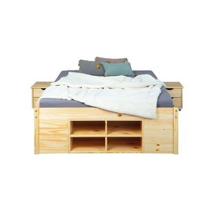 Inter Link Funkčná posteľ s 2 integrovanými nočnými stolíkmi (Claas – prírodná, 140 x 200 cm) vyobraziť