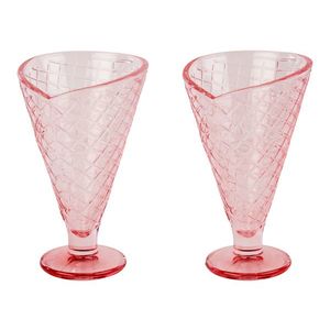 LIVARNO home Sklené poháre na zmrzlinu/misky, 2 kusy (tvar kornútka/ružová) vyobraziť