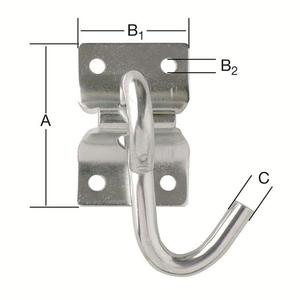 Hák na platničke - A-68 mm, B1-45 mm, B2-5, 5 mm, C-9, 5 mm vyobraziť