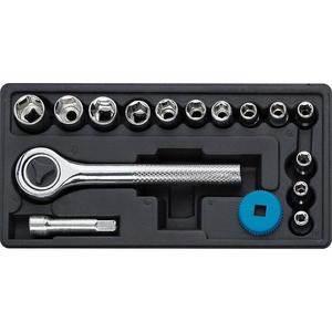 Kľúče, násadkové, 1/4˝: 4-13 mm, súprava 16 ks, Drel vyobraziť