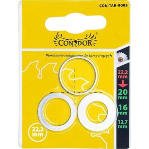 Redukčný krúžok pre pílové kotúče, 22/20 mm, 22/16 mm, 22/12, 7 mm, 3 ks, Drel vyobraziť