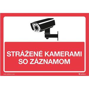 Strážené kamerami zo záznamom – červený A4, 210 x 297 mm vyobraziť
