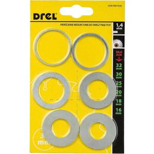 Redukčný krúžok pre pílové kotúče, hrúbka 1, 4 mm, 6 ks, DREL vyobraziť