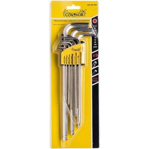 Imbusové kľúče s guľovou koncovkou, predlžené, 1, 5-10 mm, 9 ks vyobraziť