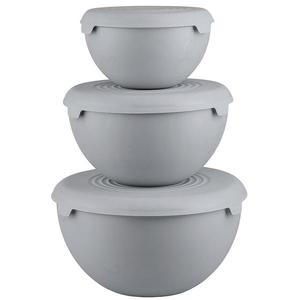 Komplet 3 misiek s poklopom sivé vyobraziť