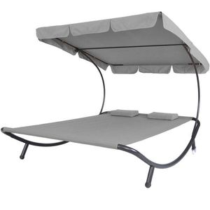 Lehátko pre dve osoby so strieškou-Sivé vyobraziť