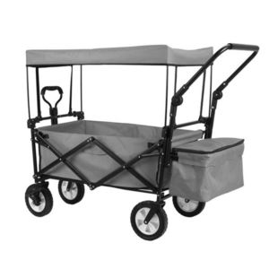 Skladací vozík so strechou, ťahací-tlačací, sivý vyobraziť