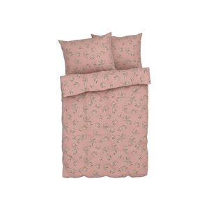 LIVARNO home Posteľná bielizeň zo saténového mikrovlákna, 200 x 220 cm (bledoružová/olivové listy) vyobraziť