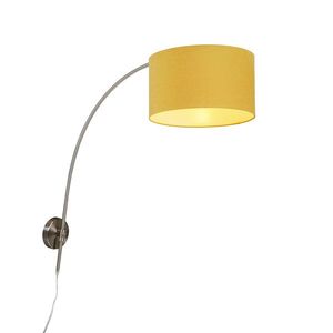 Nástenná oblúková lampa oceľ s žltým tienidlom 35/35/20 nastaviteľná vyobraziť