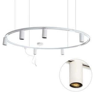 Moderný závesný koľajnicový systém svietidiel so 6 reflektormi biely 1-fázový GU10 50 mm - Iconic Ruby Honey vyobraziť
