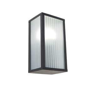 Inteligentné vonkajšie nástenné svietidlo čierne s rebrovaným sklom vrátane WiFi A60 - Charlois vyobraziť