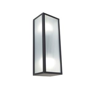 Inteligentné vonkajšie nástenné svietidlo čierne s rebrovaným sklom vrátane 2 Wifi A60 - Charlois vyobraziť