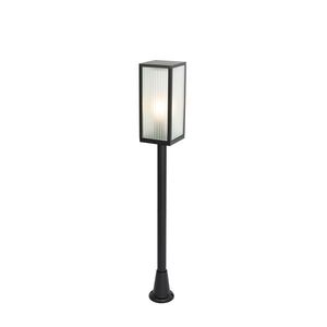 Vonkajšia stojaca lampa čierna s rebrovaným sklom 100 cm IP44 - Charlois Ribbed vyobraziť