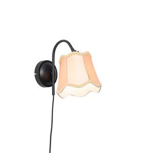 Klasická nástenná lampa čierna so zlatým tienidlom - Nona vyobraziť