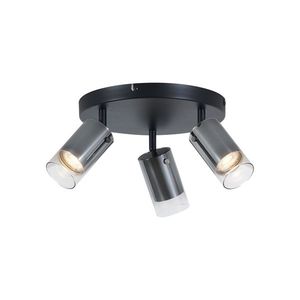 Stropný reflektor Gunmetal okrúhly s 3 svetlami otočný a nastaviteľný - Drain vyobraziť