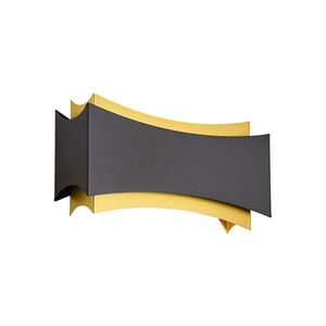 Moderná nástenná lampa čierna so zlatom - Plats vyobraziť