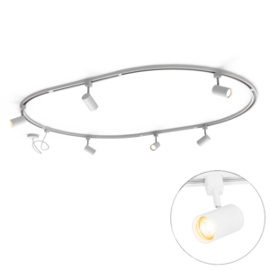 Moderný koľajnicový systém s 6 reflektormi biely 1-fázový oválny 100 cm - Iconic Jeana vyobraziť