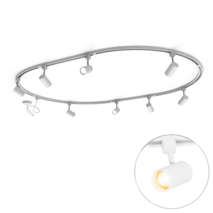 Moderný koľajnicový systém s 8 reflektormi biely 1-fázový oválny 200 cm - Iconic Jeana vyobraziť