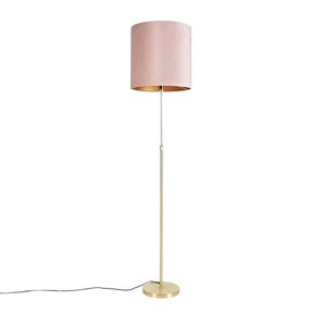 Stojacia lampa zlatá/mosadzná s ružovým zamatovým tienidlom 40/40 cm - Parte vyobraziť