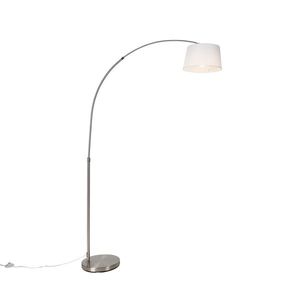 Inteligentná oblúková lampa oceľ s bielym textilným tienidlom vrátane WiFi A60 - Arc Basic vyobraziť