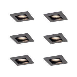 Sada 6 moderných zapustených bodových svetiel Gunmetal GU10 50mm okrúhle naklápacie - Qure vyobraziť