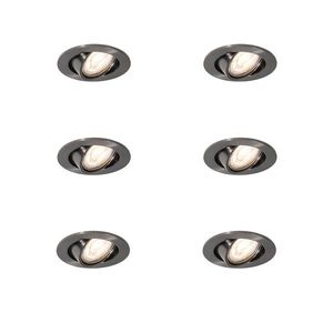 Set van 6 moderne inbouwspots gunmetal GU10 50mm rond kantelbaar - Cisco vyobraziť