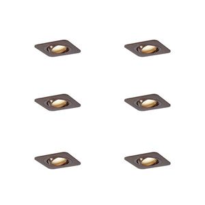 Sada 6 zaoblených zapustených bodových svetiel tmavý bronz GU10 50mm IP44 - Alberto vyobraziť
