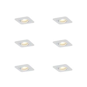Sada 6 zaoblených zapustených bodových svetiel biela GU10 50 mm otočné a naklápacie IP44 - Alberto vyobraziť