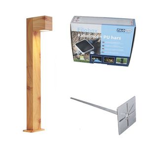 Vonkajšia lampa hliníková s potlačou dreva so zemným hrotom a káblovou priechodkou 65 cm IP44 - Baleno vyobraziť